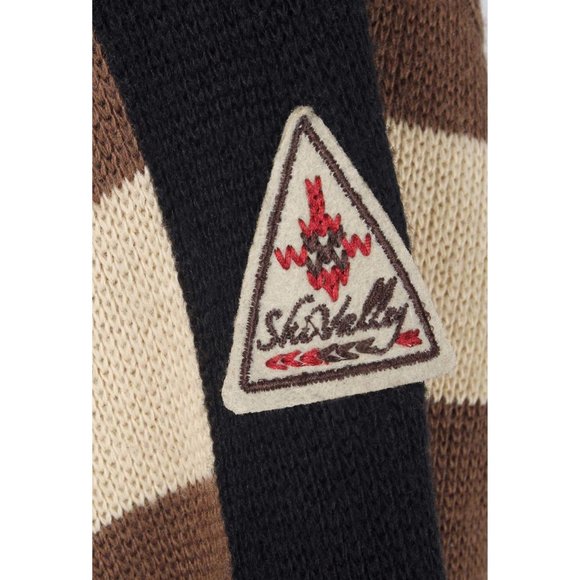 CAMPAGNOLO Brown Wool Blend Ski Theme Patches 1/4 Zip Sweater Vintage - Picture 5 of 7